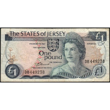 Jersey - Pick 11a - 1 pound - Série DB - 1976 - Etat : TB-