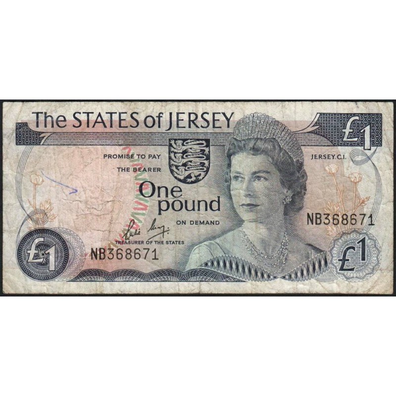 Jersey - Pick 11b - 1 pound - Série NB - 1985 - Etat : B+
