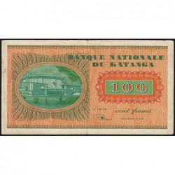 Katanga - Pick 8a - 100 francs - 31/10/1960 - Série GX - Etat : TTB+