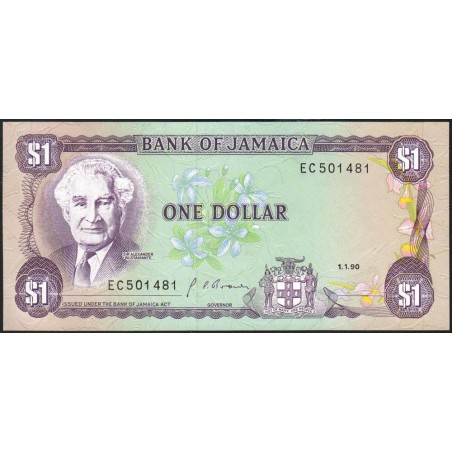 Jamaïque - Pick 68Ad - 1 dollar - Série DG - 01/01/1990 - Etat : NEUF