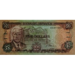 Jamaïque - Pick 70d_1 - 5 dollars - Série BS - 01/07/1991 - Etat : NEUF
