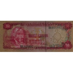 Jamaïque - Pick 53a - 50 cents - Série BA - 1969 - Etat : pr.NEUF