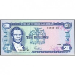 Jamaïque - Pick 71c - 10 dollars - Série CH - 01/08/1989 - Etat : NEUF