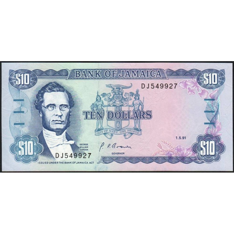 Jamaïque - Pick 71d_1 - 10 dollars - Série DJ - 01/05/1991 - Etat : NEUF
