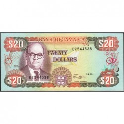Jamaïque - Pick 72c - 20 dollars - Série EZ - 01/09/1989 - Etat : NEUF