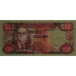 Jamaïque - Pick 72e - 20 dollars - Série GV - 01/02/1995 - Etat : NEUF
