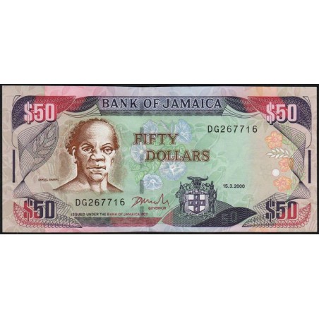 Jamaïque - Pick 79a - 50 dollars - Série DG - 15/03/2000 - Etat : TTB
