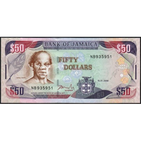 Jamaïque - Pick 83c - 50 dollars - Série NB - 15/01/2008 - Etat : NEUF