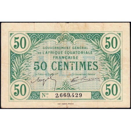 AEF - Pick 1a_2 - 50 centimes - 1917 - Etat : TTB