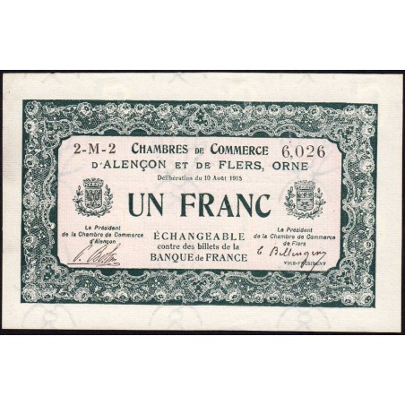 Alençon & Flers (Orne) - Pirot 6-23 - 50 centimes - Série 2M2 - 10/08/1915 - Etat : SPL