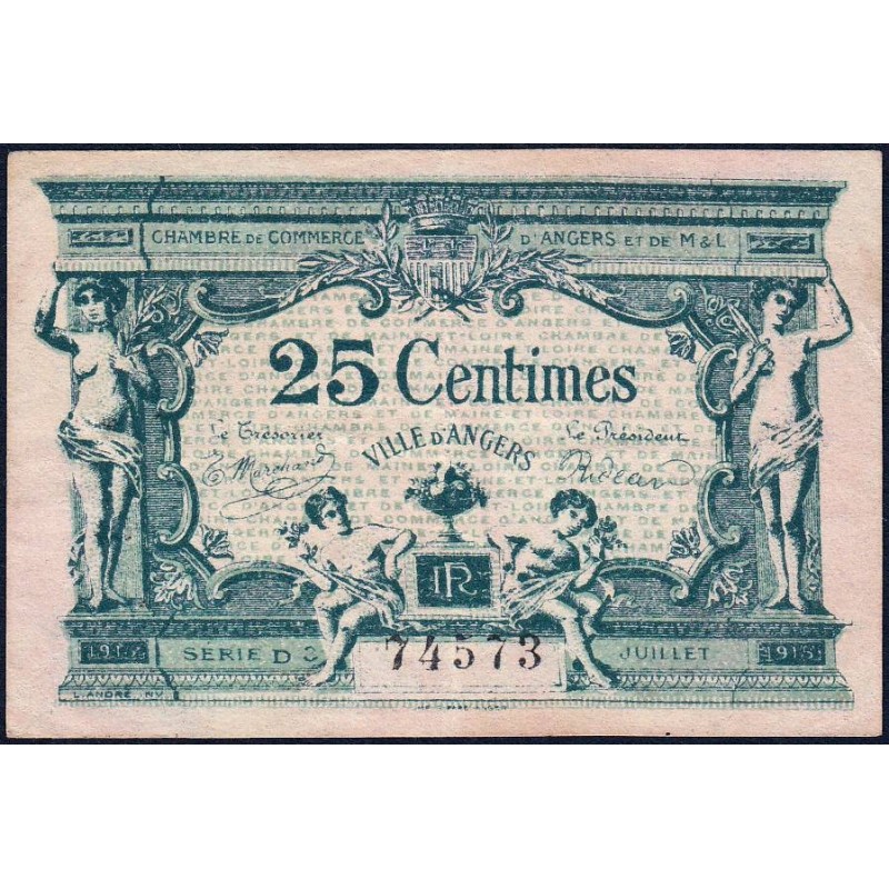 Angers (Maine-et-Loire) - Pirot 8-11 - 25 centimes - Série D3 - 11/1917 - Etat : TTB+
