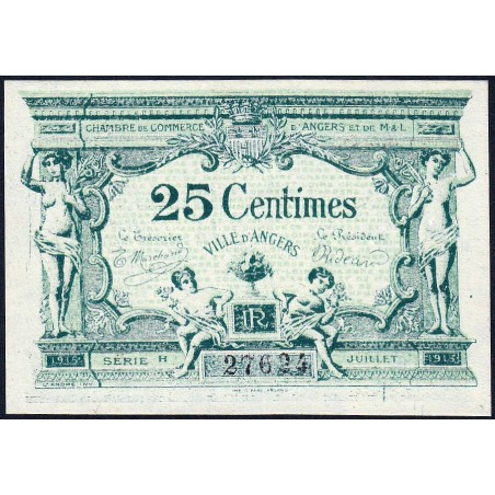 Angers (Maine-et-Loire) - Pirot 8-4 - 25 centimes - Série H - 11/1917 - Etat : NEUF