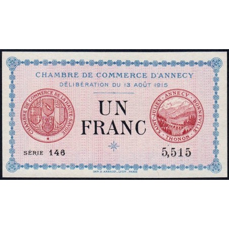 Annecy - Pirot 10-1 - 1 franc - Série 146 - 13/08/1915 - Etat : NEUF