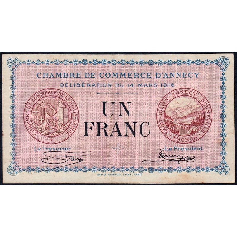 Annecy - Pirot 10-5 - 1 franc - Série 155 - 14/03/1916 - Etat : TTB