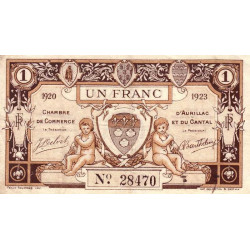Aurillac (Cantal) - Pirot 16-15 - 1 franc - Série O - 1920 - Etat : TTB