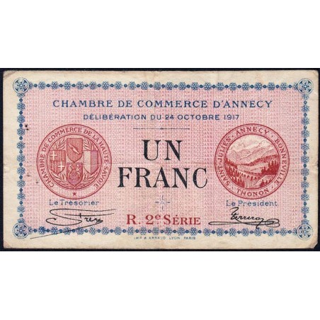 Annecy - Pirot 10-12 - 1 franc - R. 2e Série 220 - 24/10/1917 - Etat : TB-