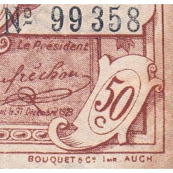 Auch (Gers) - Pirot 15-11 - 50 centimes - Série K - 17/01/1918 - Etat : TB
