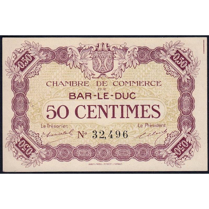 Bar-le-Duc - Pirot 19-1 - 50 centimes - Sans date (1915) - Etat : SUP+