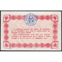 Bar-le-Duc - Pirot 19-9 - 50 centimes - 01/09/1917 - Etat : pr.NEUF