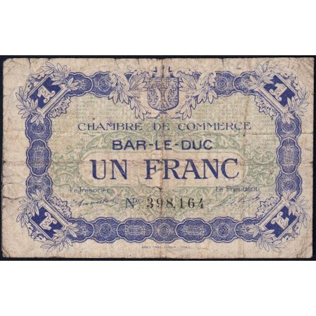 Bar-le-Duc - Pirot 19-11 - 1 franc - 01/09/1917 - Etat : B