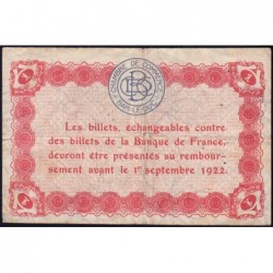 Bar-le-Duc - Pirot 19-15 - 1 franc - 4me émission (1920) - Etat : TB-