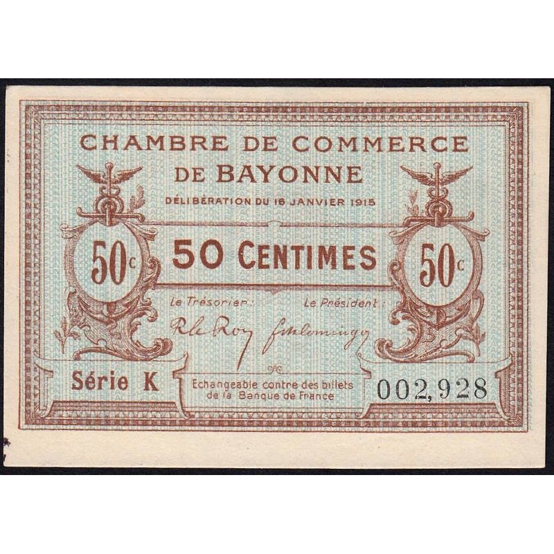Bayonne - Pirot 21-1b - 50 centimes - Série K - 16/01/1915 - Etat : pr.NEUF