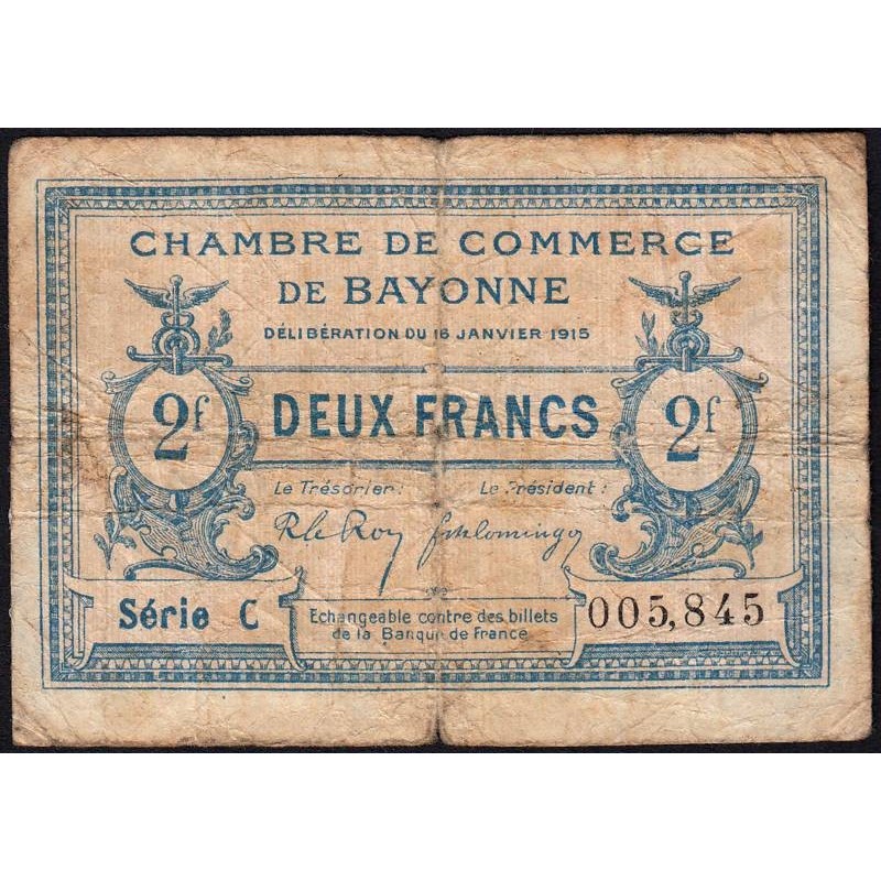 Bayonne - Pirot 21-19a - 2 francs - Série C - 16/01/1915 - Etat : B-