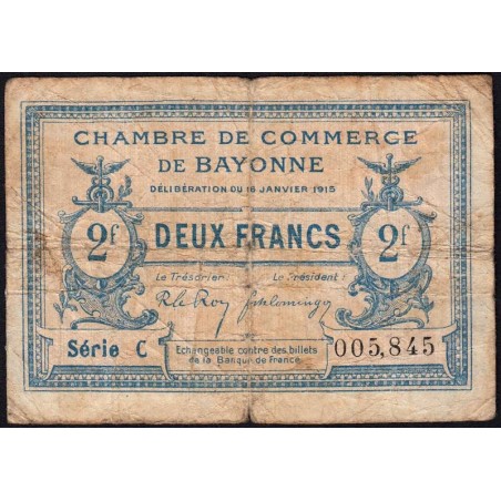 Bayonne - Pirot 21-19a - 2 francs - Série C - 16/01/1915 - Etat : B-