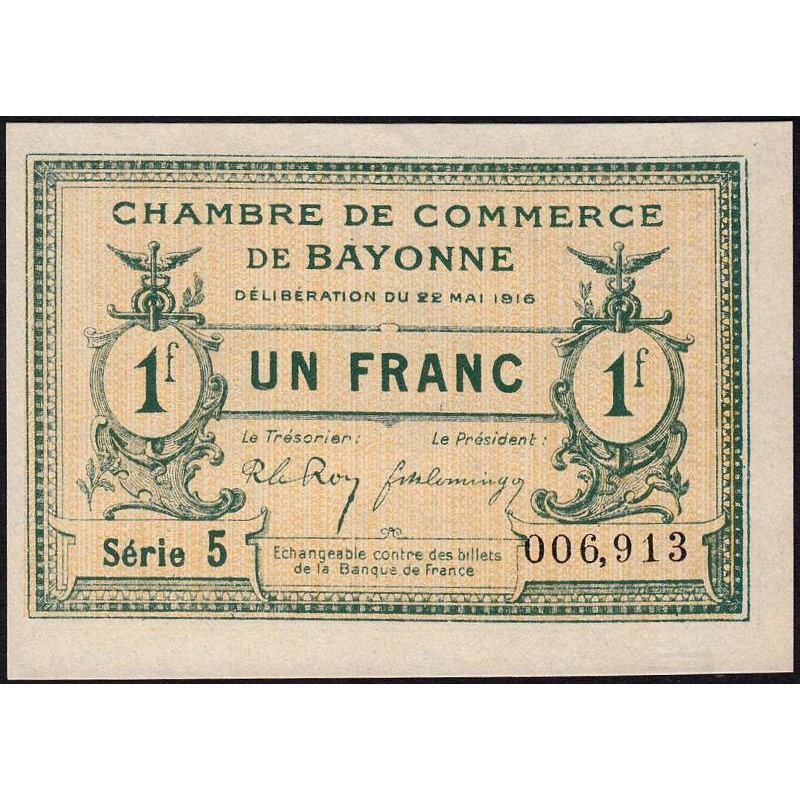Bayonne - Pirot 21-34 - 1 franc - Série 5 - 22/05/1916 - Etat : SPL+