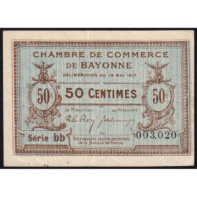 Bayonne - Pirot 21-42 - 50 centimes - Série bb - 19/05/1917 - Etat : TTB