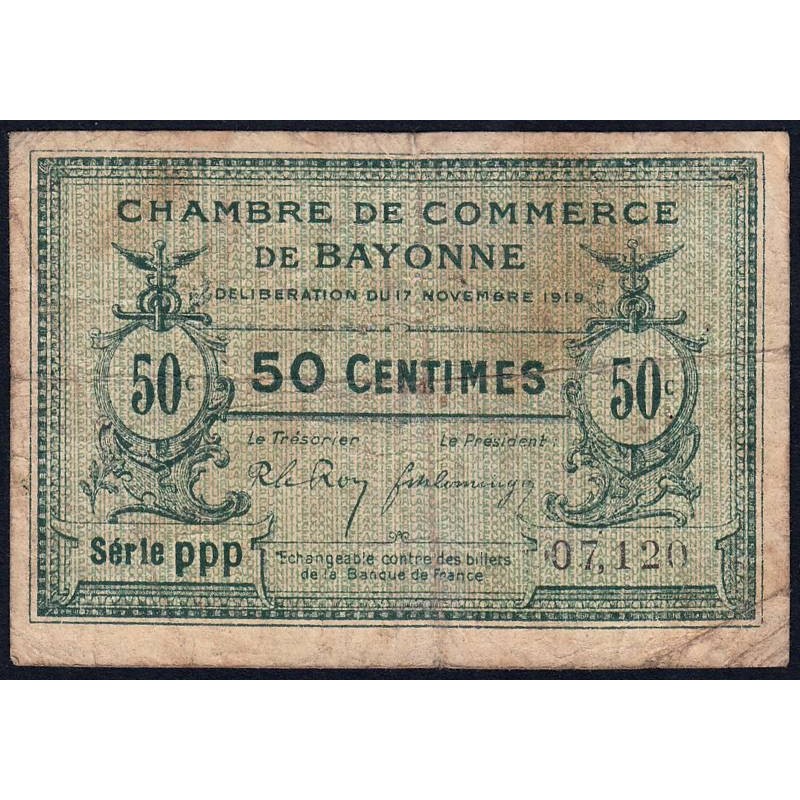 Bayonne - Pirot 21-61 - 50 centimes - Série ppp - 17/11/1919 - Etat : B+