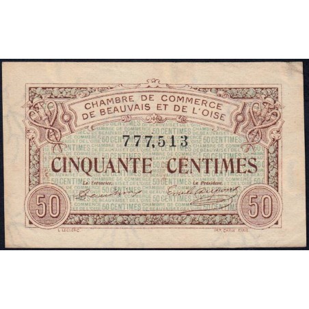 Beauvais - Pirot 22-1 - 50 centimes - 02/06/1920 - Etat : SUP