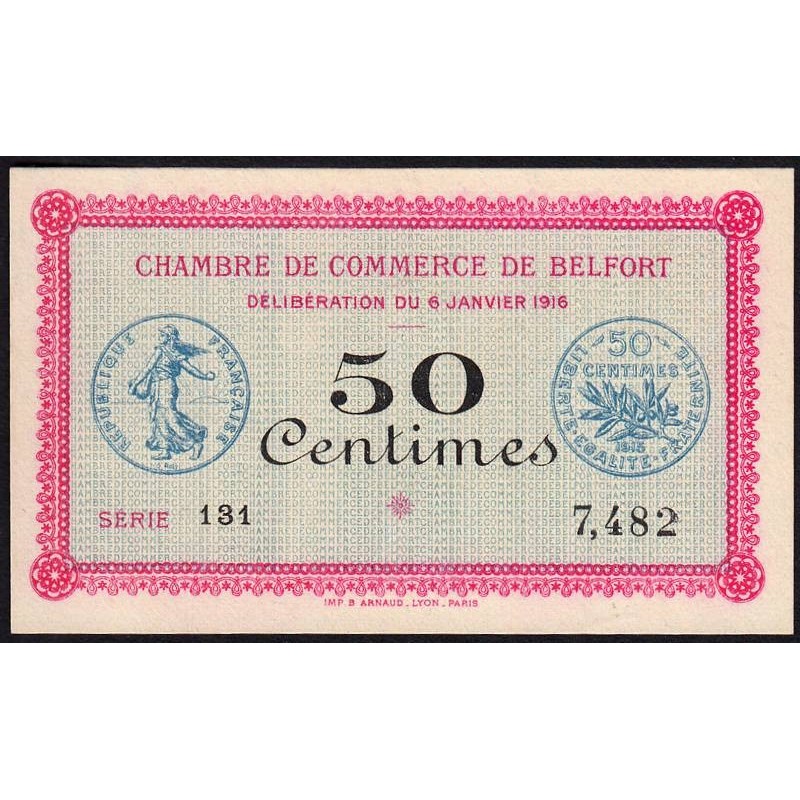Belfort - Pirot 23-17 - 50 centimes - Série 131 - 06/01/1916 - Etat : SUP+