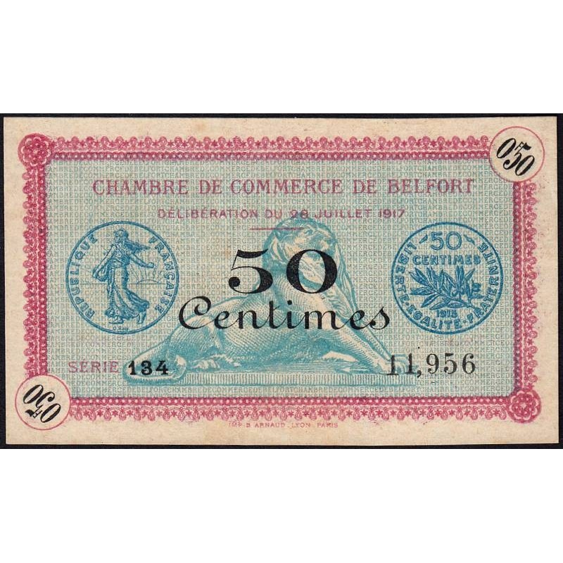 Belfort - Pirot 23-26 - 50 centimes - Série 134 - 28/07/1917 - Etat : SUP