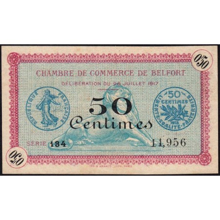Belfort - Pirot 23-26 - 50 centimes - Série 134 - 28/07/1917 - Etat : SUP