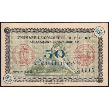 Belfort - Pirot 23-34a - 50 centimes - Série 109 - 04/11/1918 - Etat : SUP+