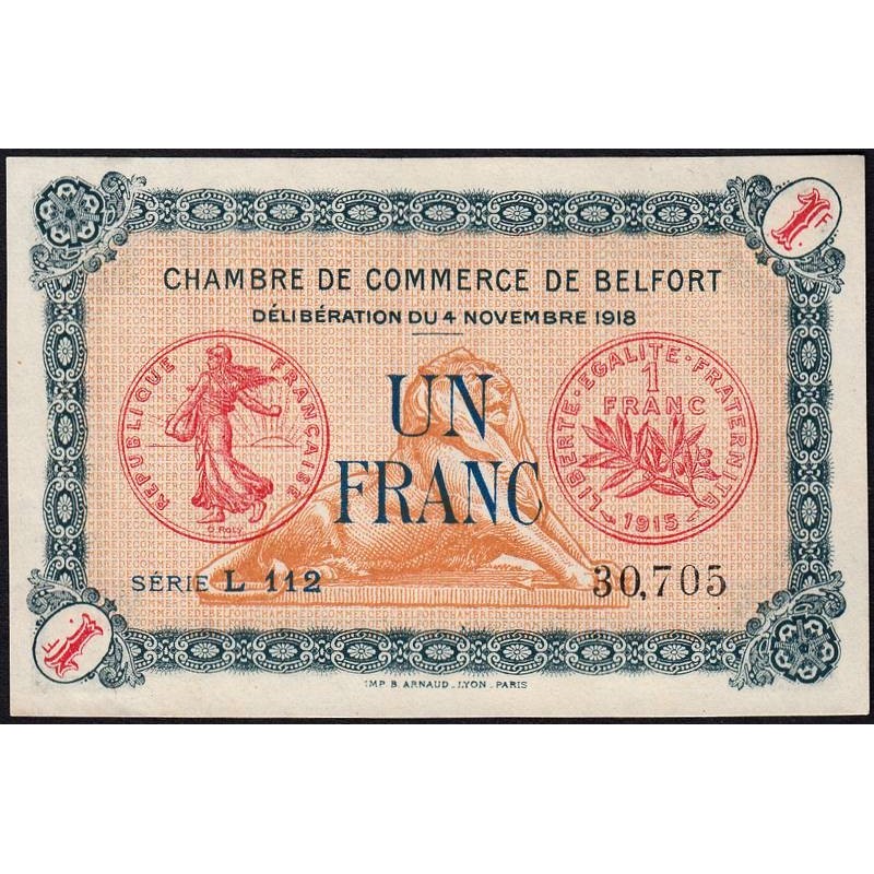 Belfort - Pirot 23-37 - 1 franc - Série L 112 - 04/11/1918 - Etat : SPL+
