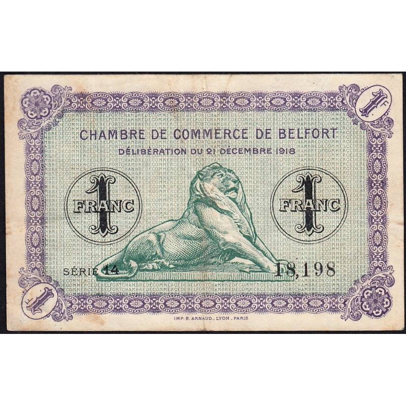 Belfort - Pirot 23-54 - 1 franc - Série 14 - 21/12/1918 - Etat : TTB-