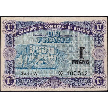 Belfort - Pirot 23-60 - 1 franc - Série A - 12/10/1921 - Etat : TB+