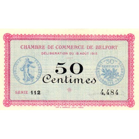 Belfort - Pirot 23-1 - 50 centimes - Série 112 - 18/08/1915 - Etat : SPL