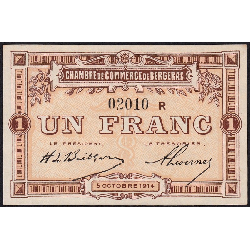 Bergerac - Pirot 24-16 - 1 franc - Série R - 05/10/1914 - Etat : pr.NEUF