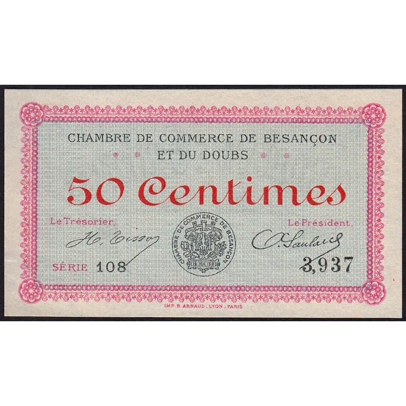 Besançon (Doubs) - Pirot 25-1 - 50 centimes - Série 108 - Sans date (1915) - Etat : SUP+