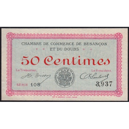 Besançon (Doubs) - Pirot 25-1 - 50 centimes - Série 108 - Sans date (1915) - Etat : SUP+