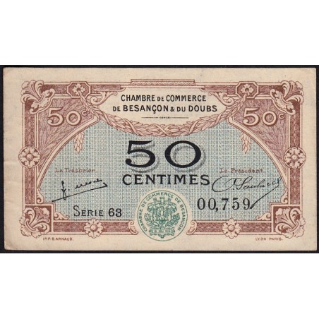 Besançon (Doubs) - Pirot 25-25 - 50 centimes - Série 63 - Sans date (1922) - Etat : SUP-