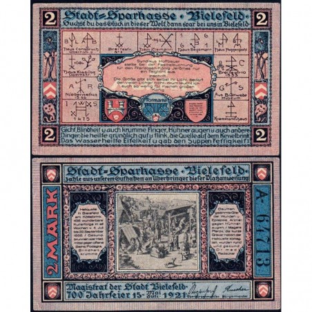 Allemagne - Notgeld - Bielefeld - 2 mark - Série A - 15/05/1921 - Etat : SPL