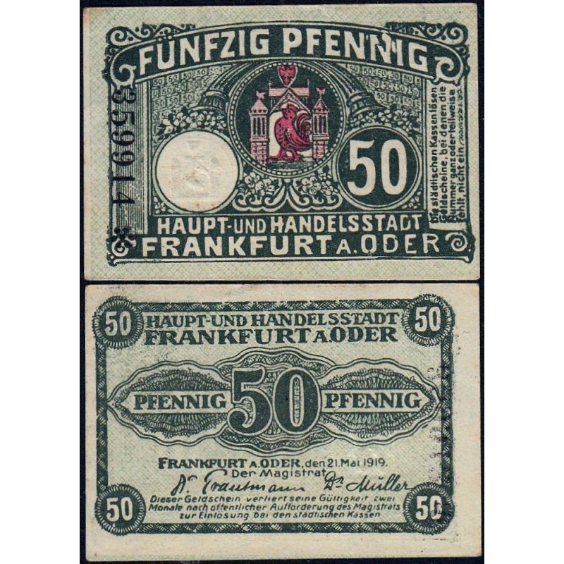 Allemagne - Notgeld - Frankfurt am Oder - 50 pfennig - 15/10/1918 - Etat : SUP+