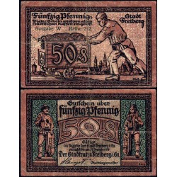 Allemagne - Notgeld - Freiberg - 50 pfennig - 1918 - Série W 212 - Etat : TB