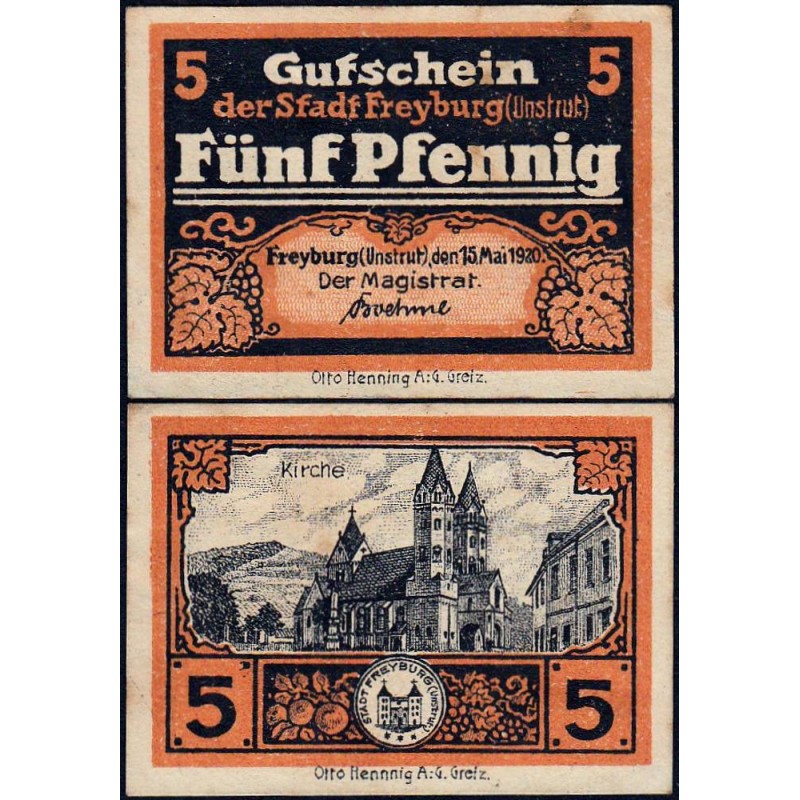 Allemagne - Notgeld - Freyburg am Unstrut - 5 pfennig - 15/05/1920 - Etat : SUP+