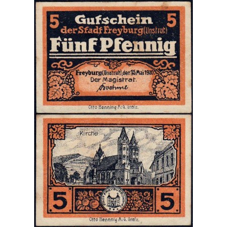 Allemagne - Notgeld - Freyburg am Unstrut - 5 pfennig - 15/05/1920 - Etat : SUP+