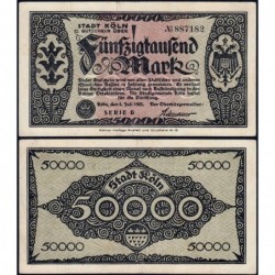 Allemagne - Notgeld - Köln - 50'000 mark - Série B - 02/07/1923 - Etat : TTB+